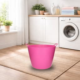 Flexibele kuip - 40 liter - roze - kunststof - D45 cm - emmer - wasmand — thumbnail 2
