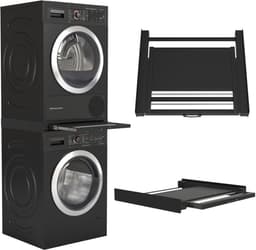 Wasophoogte® Tussenstuk wasmachine droger - Stapelkit wasmachine droger - Tussenkader met droogrek en plateau - Geschikt voor elk type - Zwart — thumbnail 1