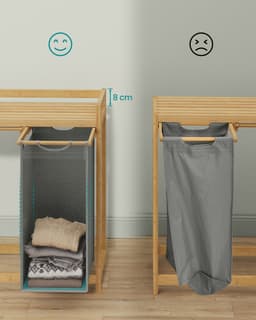 SONGMICS RLH115G01 - Wasmand met 3 Vakken - Bamboe - 150L Capaciteit - Met Opbergrek — thumbnail 5