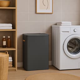 SONGMICS LCB814BH01 - Wasmand met 3 Vakken - 190 L Inhoud - Met Deksel en Handgrepen — thumbnail 3