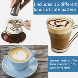 Koffie Decoratie Stencils Set - 16 stuks - Wit - Kunststof — thumbnail 1