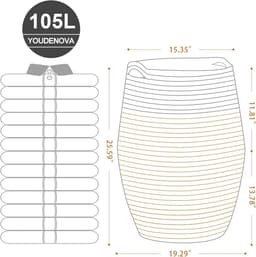 Wasmand voor vuile was 105 liter, katoenen opbergmand, grote mand met handvat, wasmand,Wit en Geel 2 — thumbnail 5