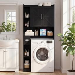 SNJY® Wasmachine Kast - Wasmachine Verhoger - Wasmachine Ombouw - 20D x 81,6B x 172,2H cm - Zwart — thumbnail 2