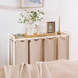 Florixa® Wasmand 4 Vakken - Wasmand - Wassorteerder - Crème- 111cm x 36cm x 73cm — thumbnail 3