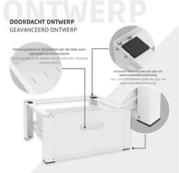Aura® Wasmachine Verhoger - Wasmachine Verhoger met Lade - Wasmachine Sokkel Met Laadcapaciteit tot 150 KG - Wasmachine Kast - Wasmachine Ombouw – Wasmachineverhoger - Wit - ‎63cm x 54cm x 32cm — thumbnail 3