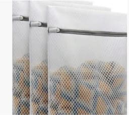 Waszakken - 3 stuks - Waszakken Van Gaas - Universele waszak - Polyester - Geschikt voor het wassen van delicate kledingstukken, ondergoed, sokken en opslag tijdens het reizen - 40 x 30 cm - Wit — thumbnail 1