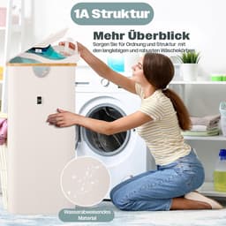 Wasmand met deksel en 3 uitneembare waszakken, 2 vakken, opvouwbaar, 170 liter, wasbox, wassorteerder — thumbnail 5