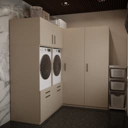 Wasophoogte® Wasmachine Kast Florence - Wasmachine verhoger - Wasmachine ombouw - 700(D)*2030(B)*2110(H) mm - Taupe — thumbnail 2