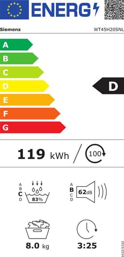 Siemens WT45H20SNL Warmtepompdroger 8 kg — thumbnail 2