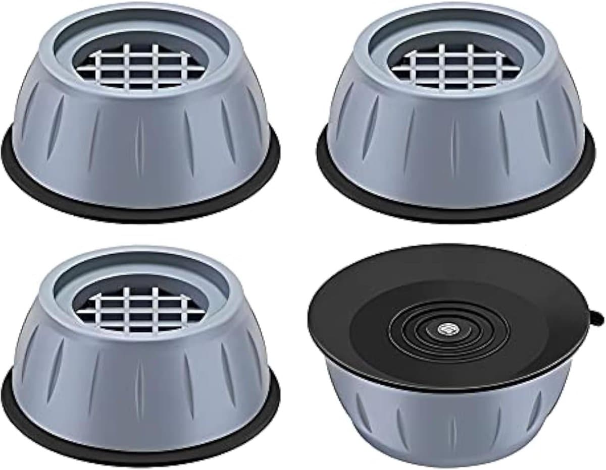 4-delige set - Wasmachine en droger - Anti-vibratie pads - Schok- en geluidsreductie - Wasmachine ondersteuning - Voorkomt beweging - Schudden - Lopen - Universele maat — afbeelding 1
