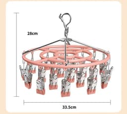 Allecto Premium - Ronde sokkendroger voor wasrek en ondergoedhanger met 24 wasknijpers. Winddicht droogrek van roestvrijstaal voor het drogen van handdoeken. — thumbnail 5