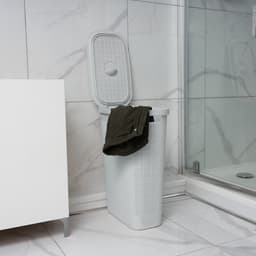 Set 'Hessian' - Wasmand 40 liter - Toiletborstel doseersysteem - Prullenbak swingdeksel - Lichtgrijs — thumbnail 3
