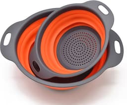 Opvouwbare Vergiet - Fruit Groente Wasmand - Keuken Gereedschap - Opvouwbare Vergiet - Fruit Groente Wasmand-Camping keukengerei - Reisgoederen - Siliconen- Zeef - set van 2 stuks - BPA vrij -wasmand — thumbnail 4