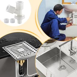 Vloerafvoeradapter - Wasmachine aansluiting - Lekkage voorkomen - Geen snijden nodig - 17 x 15 x 7.2 cm - Grijs — thumbnail 2