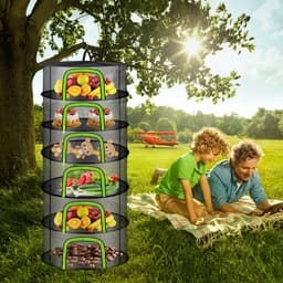 6-Laags Kruidendroogrek - Hangend Kruidendroogrek Van Gaas - Opvouwbaar Plantendroognet Met U-Vormige Ritssluiting - Haken Voor Snoeischaar Voor Het Drogen Van Kruiden Planten Bloemen Fruit Voedsel En Kleding (6 Lagen) — thumbnail 4