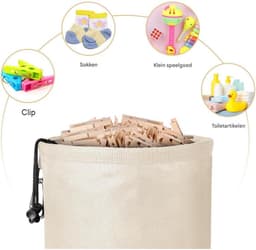 carmdering - Wäscheklammer Beutel - Wasmachine Clip Tas - Waslijn Organizer - Waterdicht Ontwerp - Winddichte Clips Opslag - Polyester Oxford Stof - Duurzaam Materiaal - Eenvoudig Ophangen Met Haak - 1 Stuk — thumbnail 4