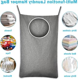 Set van 2 Waszakken voor Achter de Deur, 92 x 57 cm, Ruimtebesparende Wasmand, Wandopslag met Rits voor Slaapkamer, Badkamer en Camper — thumbnail 3