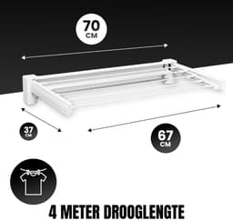 YOR® Wanddroogrek Inklapbaar - Wanddroogrek - Wit- ‎‎37cm x 70cm x 11 cm; 1.5 kg — thumbnail 5
