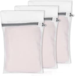 3x Mesh Waszakken 30x40cm, Wasnet voor Wasmachine, Waszak met Rits, Wit met Roze Accenten, Ideaal voor Kleding en Delicate Stoffen — thumbnail 1