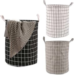 Katoenen Wasmand - Opvouwbaar - Handvat - 40 liter - Multifunctioneel - Slaapkamer Badkamer - 35 x 43,5 cm - Ronde - Set van 3 — thumbnail 1