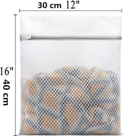 Set van 6 gaas waszakken - honingraatpatroon - 3 stuks 30×40 cm - ideaal voor sorteren delicate was - voorkomt knopen en klitten — thumbnail 3