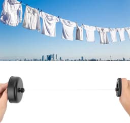 Intrekbare Waslijn - Uittrekbare Waslijn - Buiten Drogen - Geweven Nylon Draad - 1 meter - Zwart — thumbnail 3