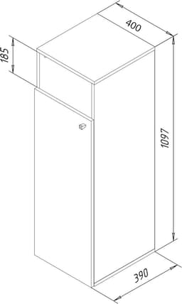 Waskast met mand - Linnenkast opbergruimte - Was sorteren - Twee stoffen bakken - 110 x 40 x 39 cm — thumbnail 3