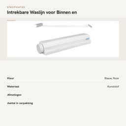 MTTproducts- Waslijn Intrekbaar - Wanddroogrek - Kledingdroogtouw - Ruimtebesparend - 5 Touwen - Draagt tot 8kg - Droogtouw — thumbnail 5
