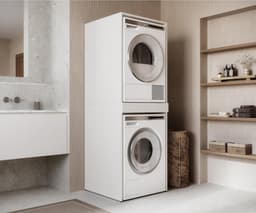PLATAN ROOM Tall Cabinet Bathroom Cabinet Washer Dryer Cupboard Washing Machine Cabinet for Washing Machine & Tumble Dryer Over-mounted Cabinet 187 * 65 * 66cm Bathroom Rack (White, 66cm Wide) — thumbnail 5