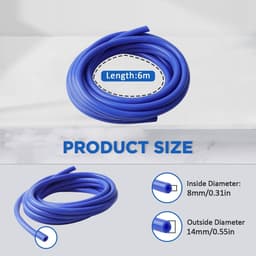 Dailygoods- Vacuümslang 6 Meter - Hoge Temperatuur - Onderdrukslang - Siliconen Slang - Klemmen Ø 6-12 mm - ID 8mm, OD 14mm - Siliconenslang — thumbnail 4