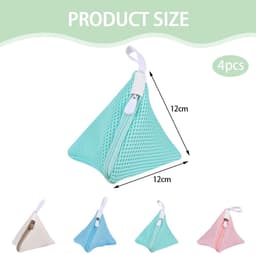Dailygoods- Waszak Mini Driehoek 4 Stuks - Polyester - Reiswaszak - Netzakken voor Ondergoed - Antislip Rits - 12 cm x 12 cm - Wasnet — thumbnail 2