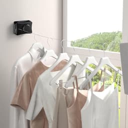 Intrekbare Waslijn - Drogrek Binnen - Kleding Drogen - Wandmontage - 5 meter - Zwart — thumbnail 2