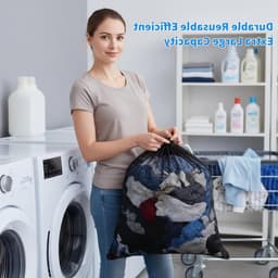 Grote waszakken van netstof 70 x 90 cm met trekkoord, herbruikbaar voor wasmachine, kleding en beddengoed — thumbnail 3
