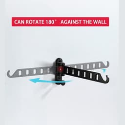 Wasdroogrek Opvouwbaar Wandmontage Ruimtebesparend Zwart Metaal Draaibaar Haken Set Voor Badkamer En Wasruimte — thumbnail 5