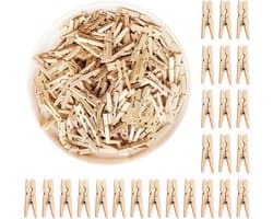 Houten Clips - Mini Spelden - Foto's Ophangen - Natuurlijk Hout - 200 Stuks - Houtkleur