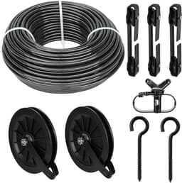 Waslijn Set - Droogkabel Pulley - Buiten Drogen - Met 3 Scheiders - 45 Meter - Zwart — thumbnail 1