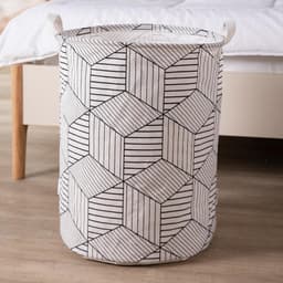 1 stuk - Wasmand - Katoen/linnen wasmand - Opbergemmer - Opbergtas - Opvouwbaar - Katoen/linnen materiaal - Waterdicht - Geschikt voor het opbergen van vuile kleding, speelgoed en huishoudelijke artikelen - 43*35 cm - Witte kubus — thumbnail 1