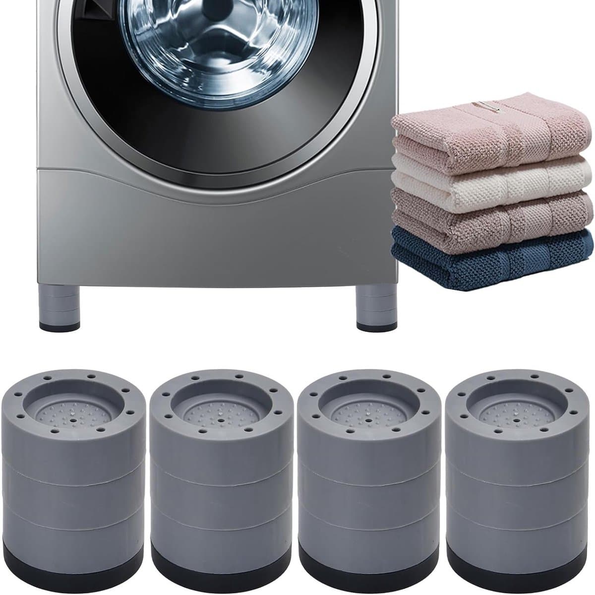 Set van 4 Antivibratie Voetkussens voor Wasmachines, Rubber Vibration Dampers van 8 cm, Geluiddempende Mat voor Wasmachines en Drogen — afbeelding 1