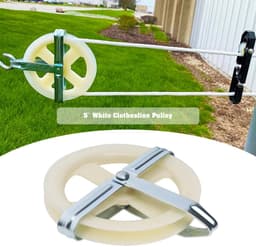 Dailygoods- Waslijn Katrol 15,5 cm - 2x Waslijn Uittrekbaar - Duurzaam Impactplastic - Ondersteuning voor Touw tot 3/8" - Eenvoudig te Installeren - Wit — thumbnail 3