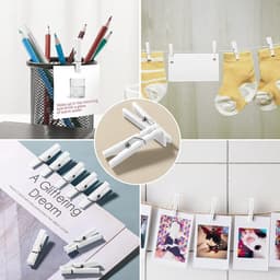 Mini Wasknijpers - Kleine Spelden - Feest decoratie - Lichtgewicht kunststof - 60 stuks - Wit — thumbnail 5