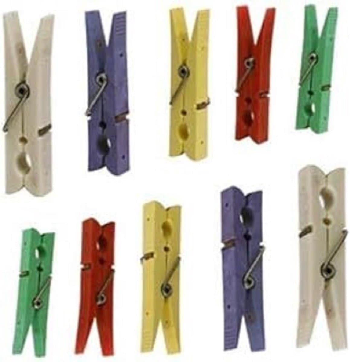 Wasknijpers - Kledinghaken - Kleding Droge - Hout Kunststof - 10 Stuks - Natuurlijk — afbeelding 1