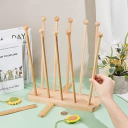 Dailygoods- Droogrek Herbruikbaar - Plastic Zak Droogrek - Afdruiprek Houder - 10 Stokken Vurenhout - Stabiliteit - 100mm Breed, 320mm Hoog - Afdroogrek — thumbnail 3