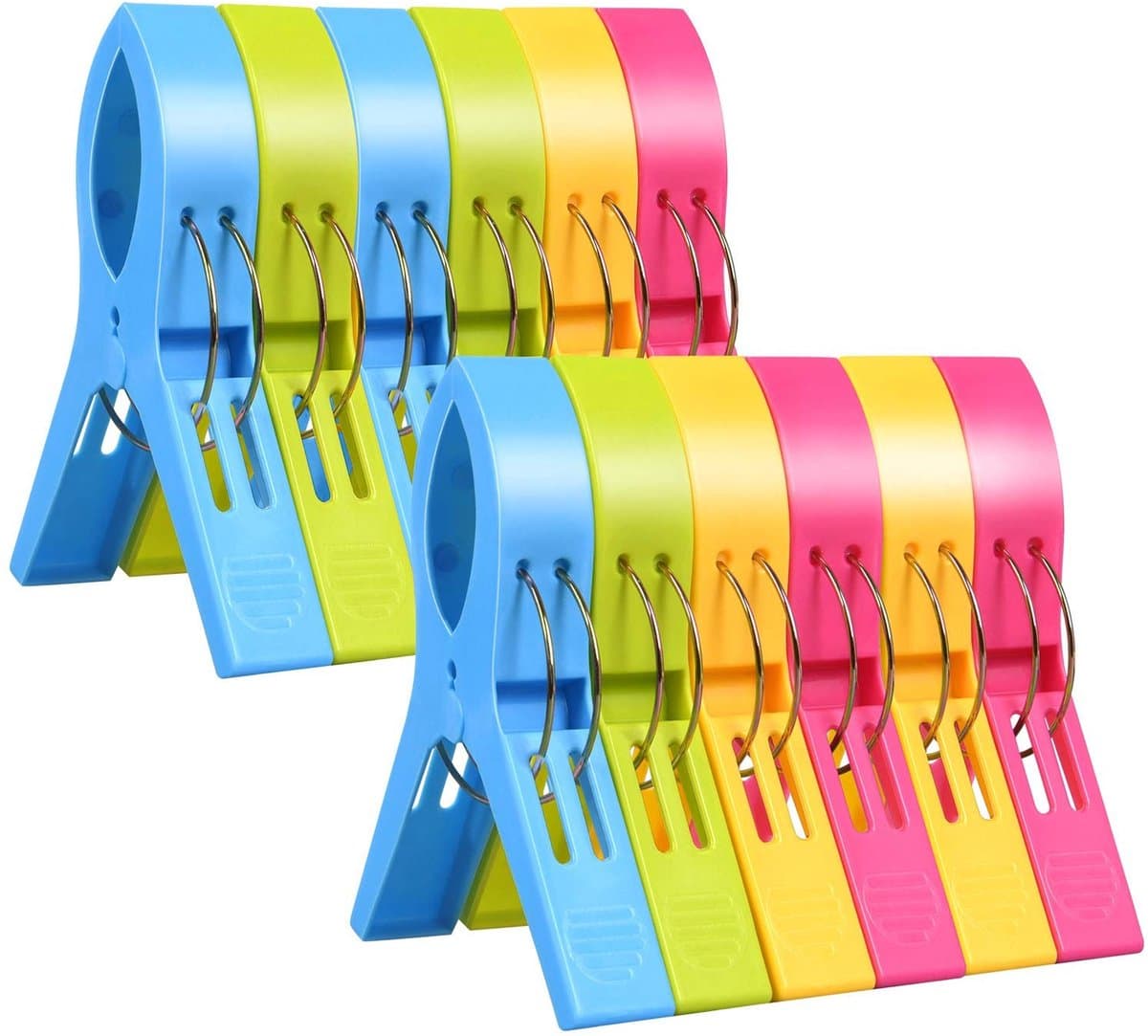 Dailygoods- Strandhanddoekclips 12 Stuks - Grote Wasknijpers - Antislip Ontwerp - Lichtgewicht - Multifunctioneel - Stevige Draagbare Clips - Handdoekclips — afbeelding 1