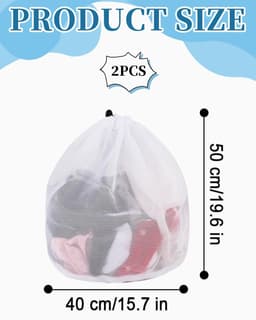 Dailygoods- Wasnet - 2 Stuks - 40 x 50 cm - Fijn Gaas - Herbruikbaar - Ondergoed/Sokken - Duurzaam Polyester - Waszak — thumbnail 4
