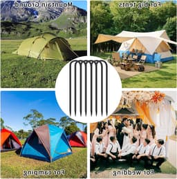 6 Stuks Grondankers 30 cm Lang, U-Haak Tent Pegs voor Beveiliging van Tent, Trampoline en Tuinpolen — thumbnail 5