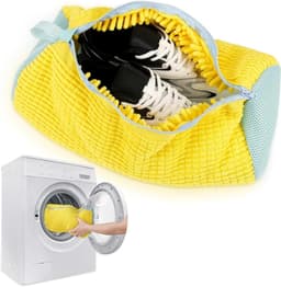 Waszak met Rits, Herbruikbare en Draagbare Polyester Waszak voor Schoenen, 39 x 19 cm, Geel, Ideaal voor Wassen en Beschermen van Kleding — thumbnail 1