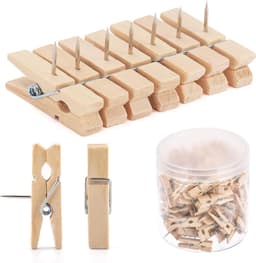 Houten Punaises met Clips - Decoratieve Spelden - Foto's Ophangen - Laat Geen Sporen Achter - 3.6 x 0.7 cm — thumbnail 1