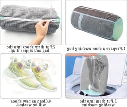 Schoenwaszakken voor de wasmachine - 2 stuks, ideaal voor sneakers, sportschoenen en canvas schoenen, 39 x 19 cm, grijs — thumbnail 5