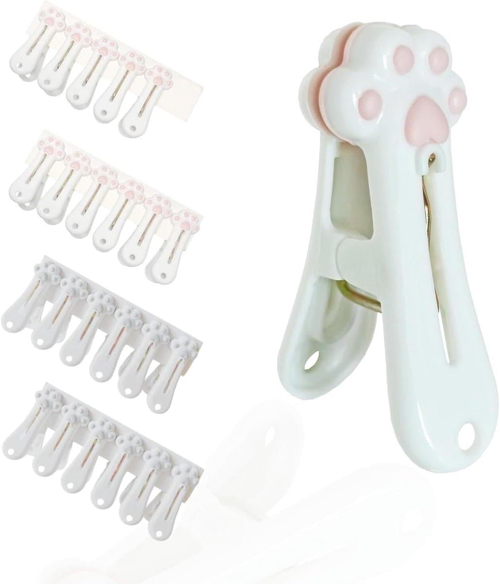Plastic wasknijpers - Zakclips - Kleding drogen - Windbestendig ontwerp - 24 stuks - Roze en grijs — afbeelding 1