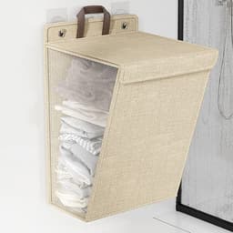Opvouwbare wasmand voor aan de muur - Beige - Grote capaciteit — thumbnail 5